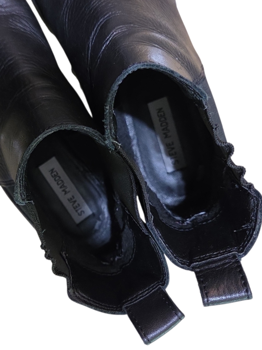 Steve Madden Black Leather Platform Chelsea Ankle Boots Size 8M - Picture 5 of 13